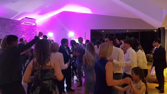 Wedding guests dancing at The Boathouse Wedding Venue