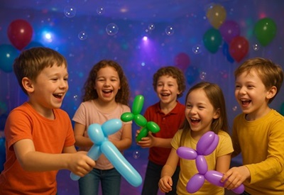 Kids disco with games and balloon modeling